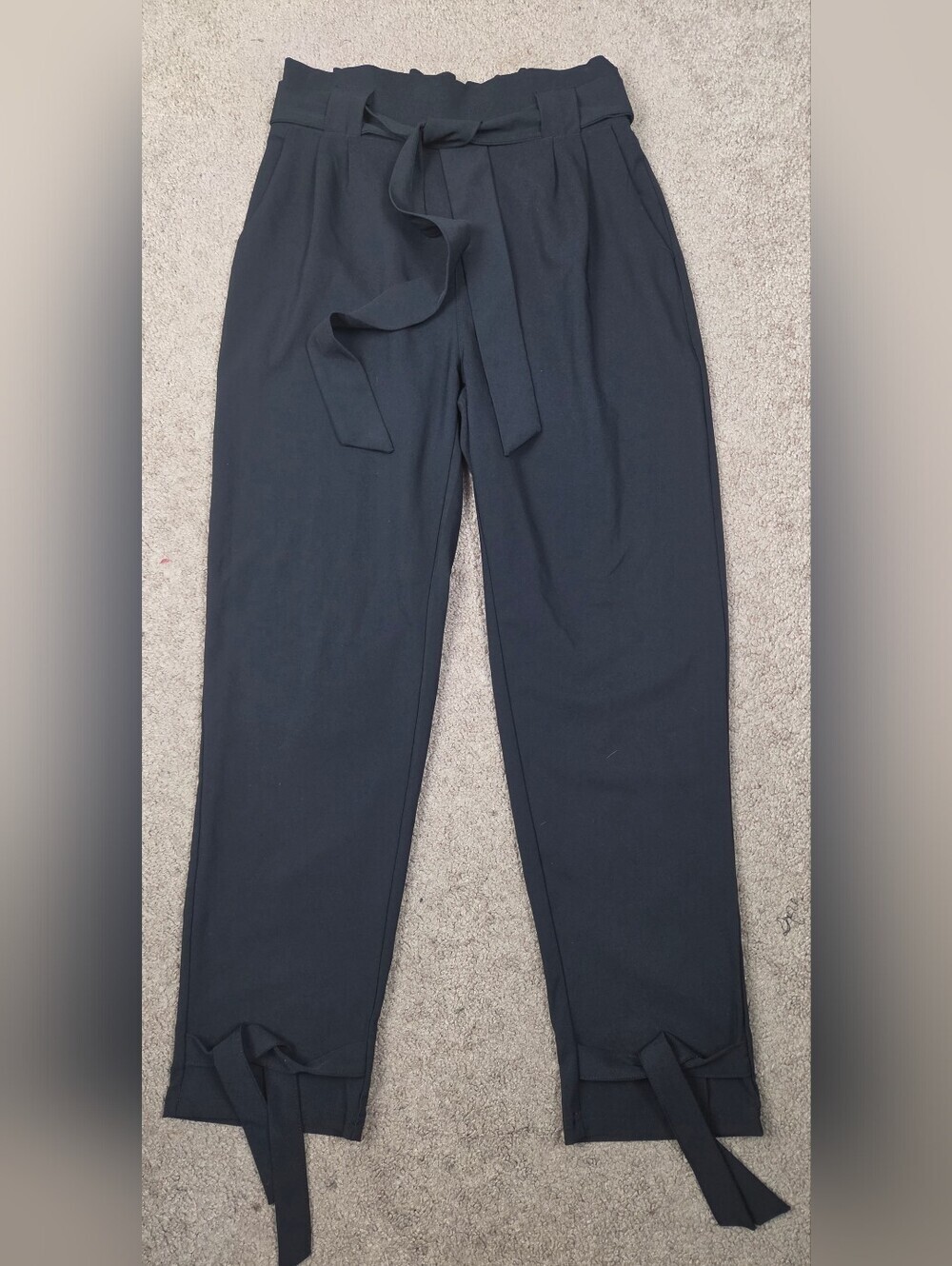 Women's Black Tie-Waist Casual Pants
